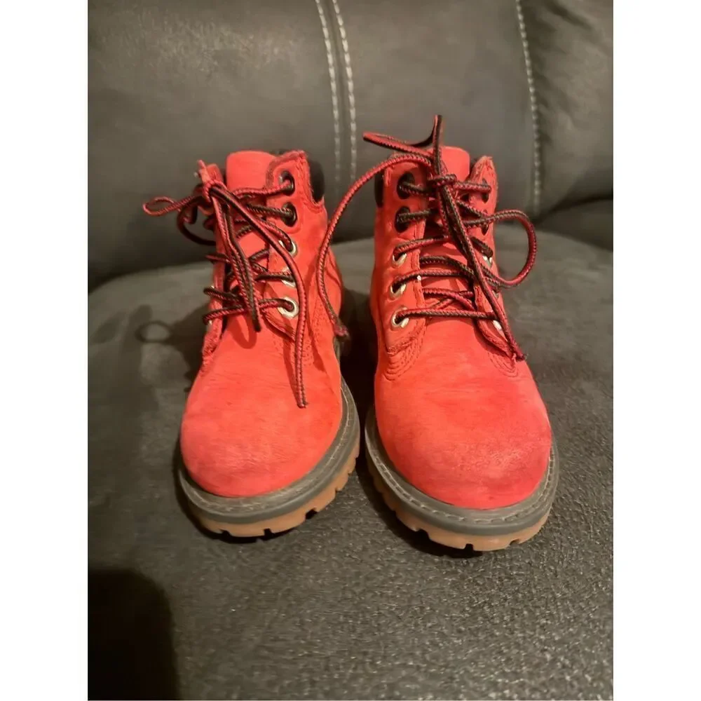 ✅TIMBERLAND TODDLER  X NBA CHICAGO BULLS CLASSIC PREMIUM BOOTS RED NUBUCK